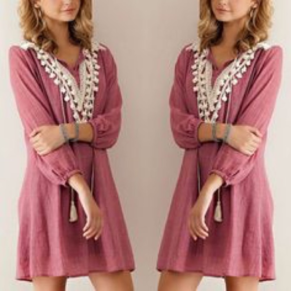 Umgee cotton tassel red dress